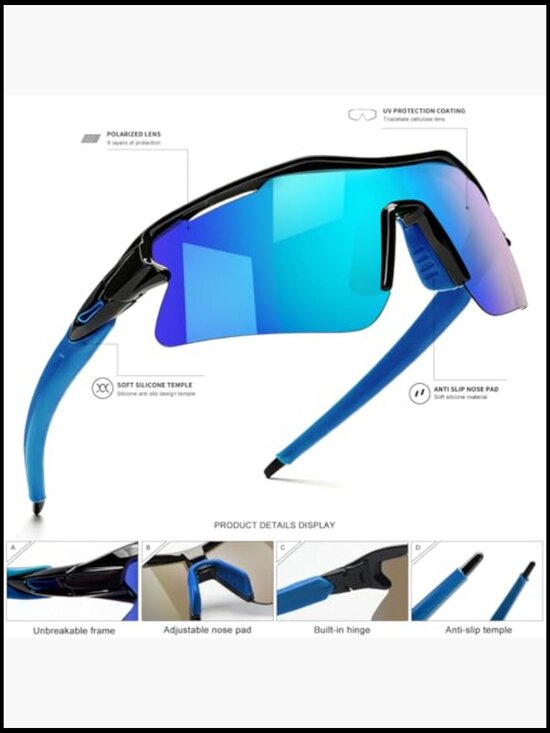 Polarized Sports Sunglasses UV400 Protection Lightweight Plastic Frame main image 6